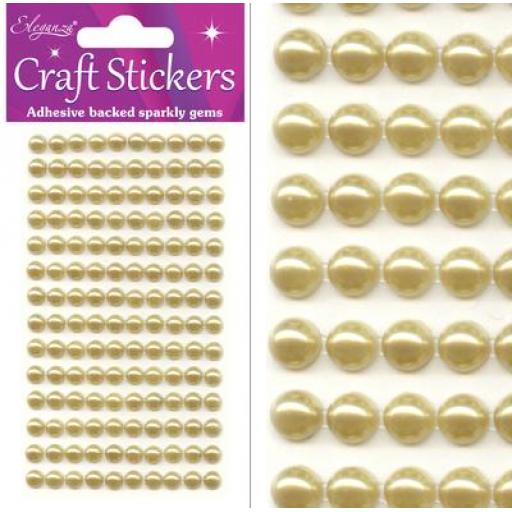 Eleganza Craft Stickers 4mm x 240 Pearls Gold