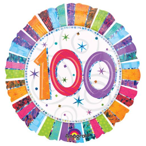 18″ 100th Birthday – Radiant – Foil Balloon