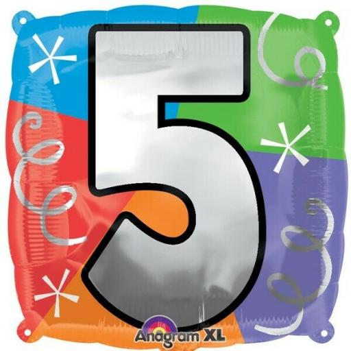 NUMBER 5 BIRTHDAY SQUARE BALLOON PERSONALISED 18"/45CM