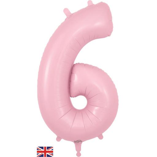 34" Number 6 Matte Pink Foil Balloon