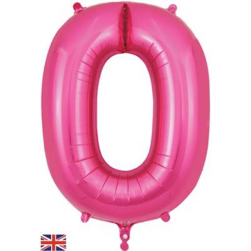 34" Number 0 Pink Foil Balloon