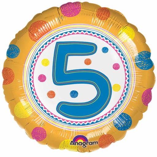 SpotOn 5th Happy Birthday Standard Foil Balloons S40 - 5 PC