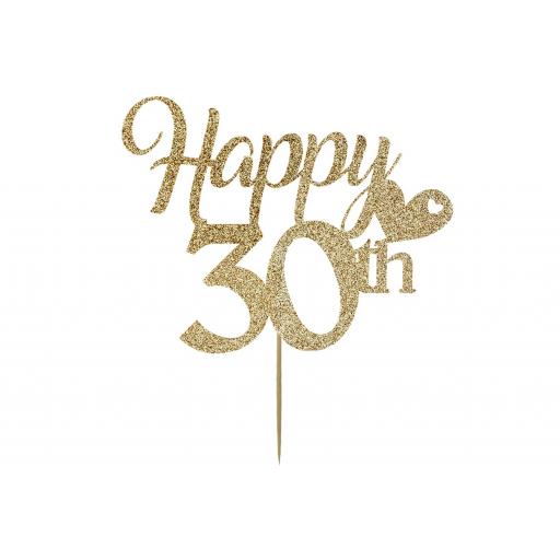 CAKE TOPPER - HAPPY 30TH BIRTHDAY - LIGHT GOLD