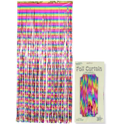 Foil Door Curtain 0.90m x 2.40m Metallic Rainbow