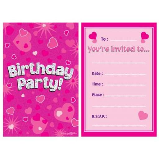 Birthday Holographic Invitations/envelopes 8pcs