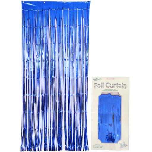 Foil Door Curtain 0.90m x 2.40m Metallic Blue