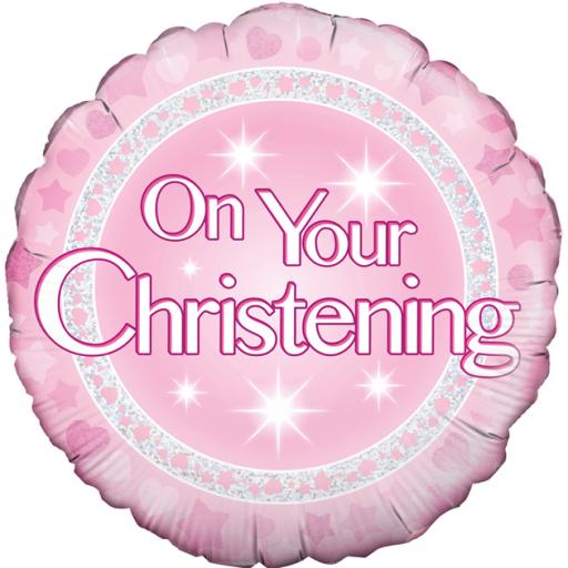 On Your Christening Pink 18'' Foil Ballon