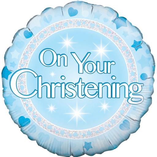 On Your Christening Blue 18'' Foil Balloon