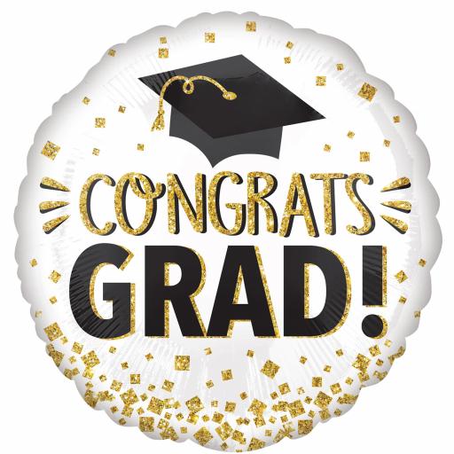 Congratulations Grad Gold Glitter Standard Foil Balloons