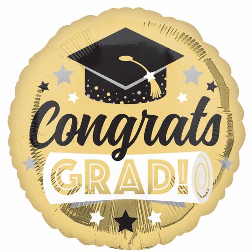 Congrats Grad Shiny Gold Standard Foil Balloons
