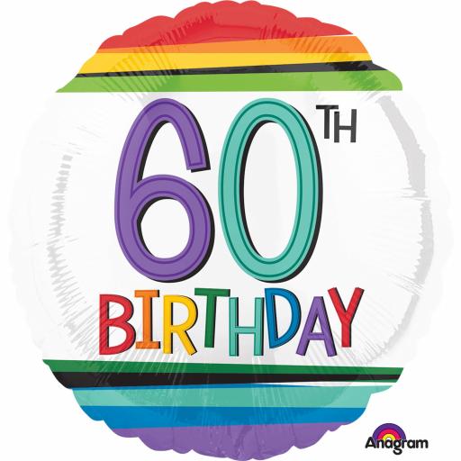 Rainbow Birthday 60th Standard Foil Balloons