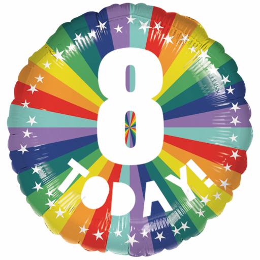 8th Birthday Bright Rainbow Standard Foil Balloons