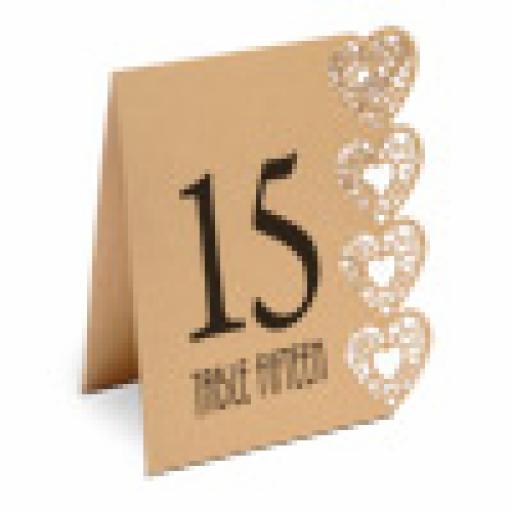 Table Numbers 1-15 Laser Heart