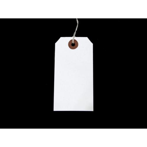 Large Pre-Strung Tie-On Tags, White - Pack of 100