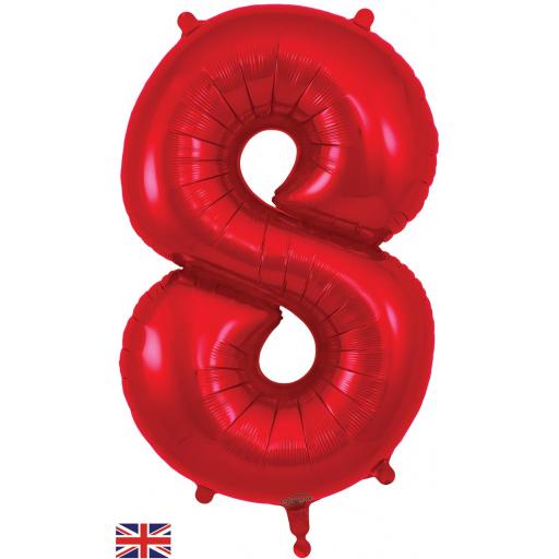 34" Number 8 Red Foil Balloon