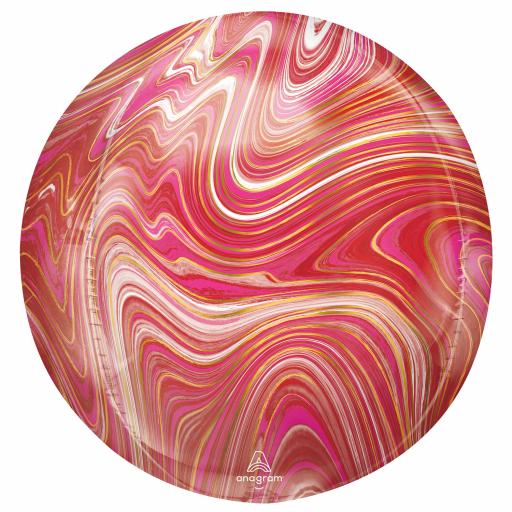 Red & Pink Marblez Orbz XLTM Foil Balloons 15"/38cm w x 16"/40cm h G20