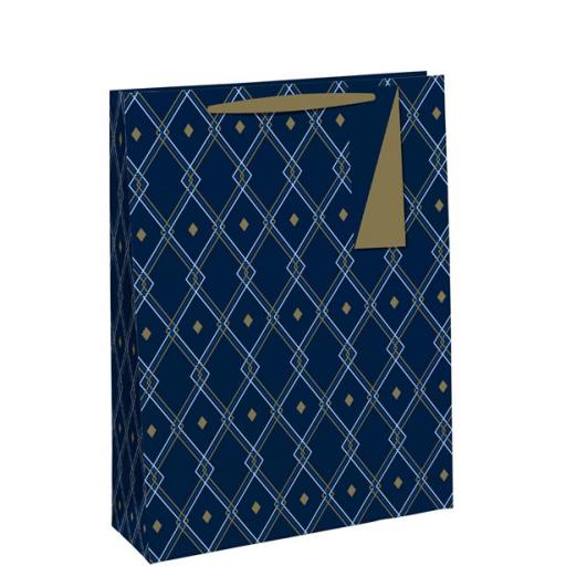 Navy Geometric Medium Gift Bag
