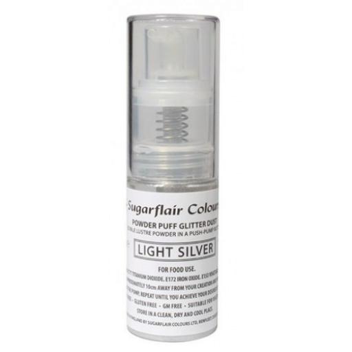 Sugarflair Powder Puff Glitter - Light Silver