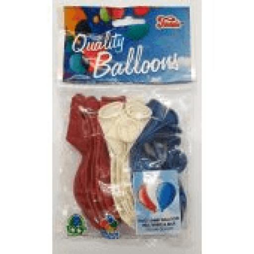 12 Inch Shiny Red/white/blue Balloons 15pk