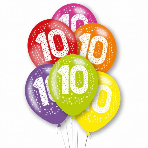 Age 10 Mix Latex Balloons 11"