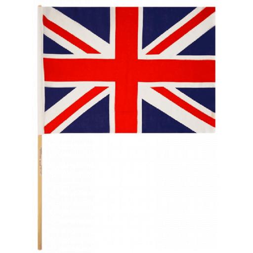 Union Jack Flag Hand W/Wood Stick