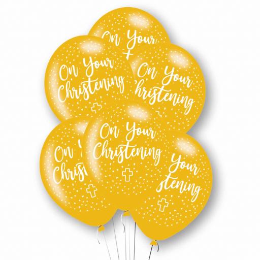 On Your Christening Gold Latex Balloons 11"