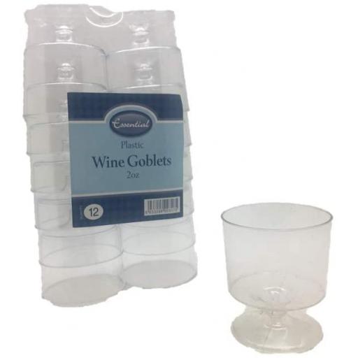 Clear 2oz Wine Goblets, Plastic 12 PK