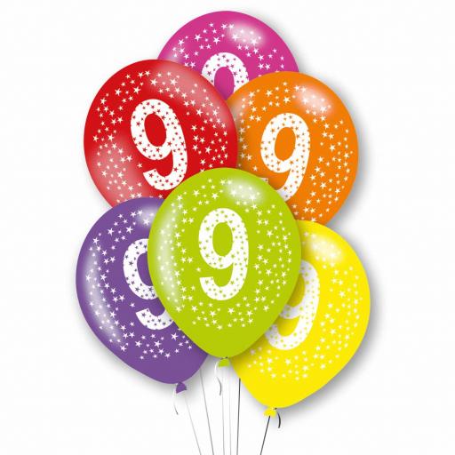 9 Age Mix Latex Balloons 11"