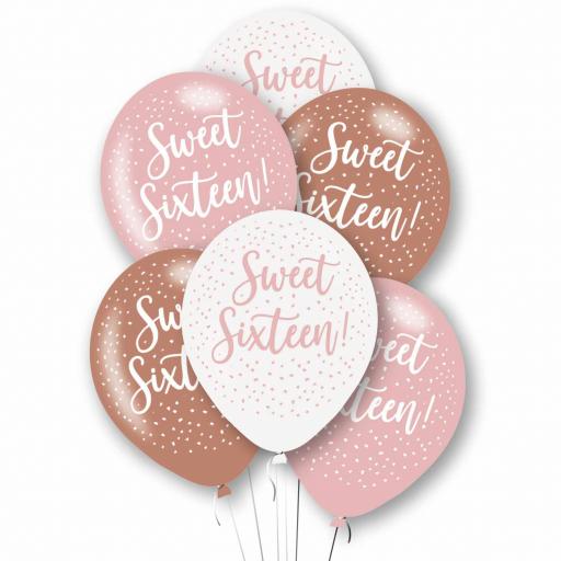 Sweet Sixteen Rose Gold Mix Latex Balloons 11"