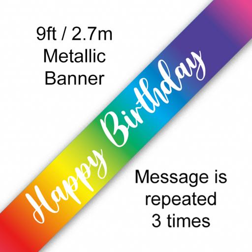Happy Birthday Rainbow Banner 2.7 M Long