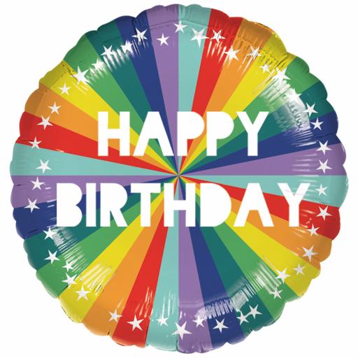 Happy Birthday Bright Rainbow Standard Foil Balloons
