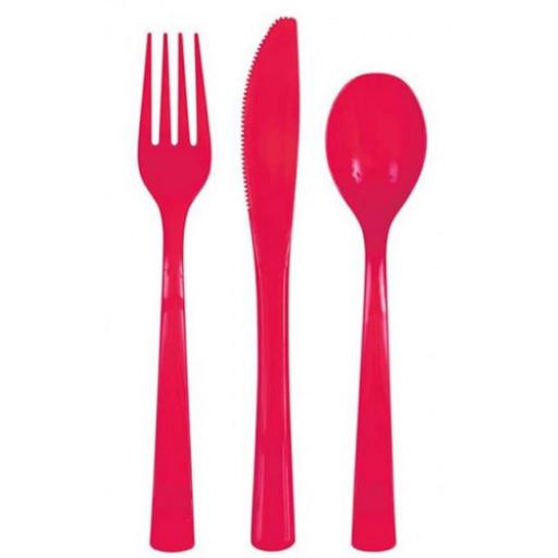 Assorted Ruby Red Cutlery Pk18