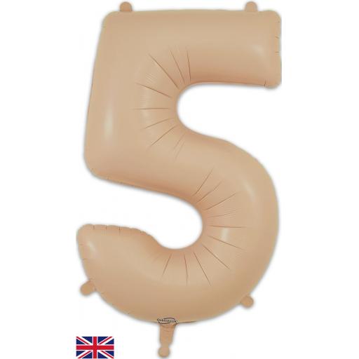 34" Number 5 Matte Nude Foil Balloon