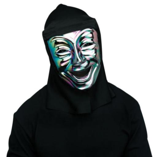 Oil Slick Irridescent Comedy Plastic Halloween Shrouded Facemask