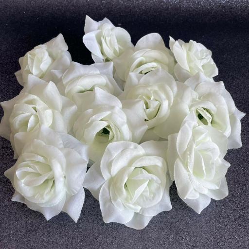 9cm Single Open Diamond Rose Head Ivory X 12pcs