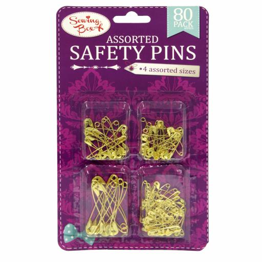 Sewing Box Safety Pins Assorted Gold