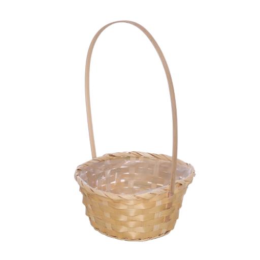 20cm Round Bamboo Planting Basket With Handle Naural