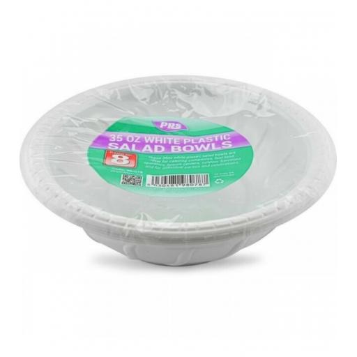 Plastic 35oz White Salad Bowls (Pack of 8)