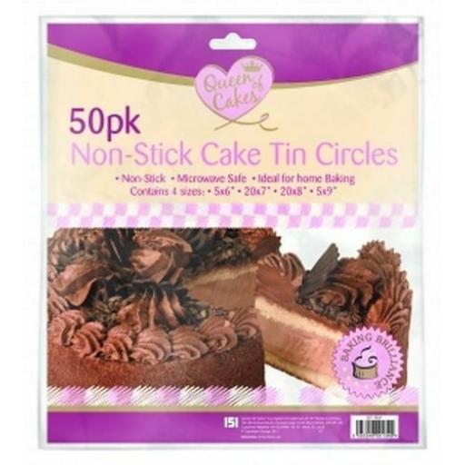 Pack of 50 Non Stick Cake Tin Circles Grease Proof Paper Assorted Sizes