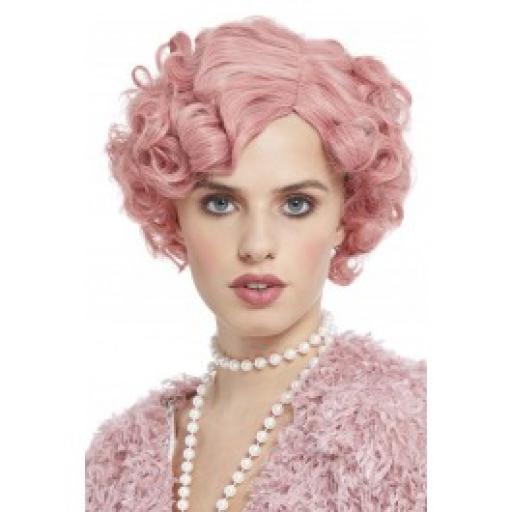 Deluxe 20s Flirty Flapper Wig, Pastel Pink