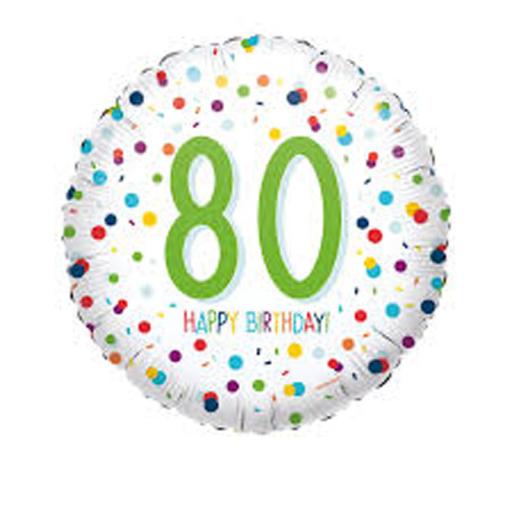 Anagram 18″ RND Age 80 Multi Confetti