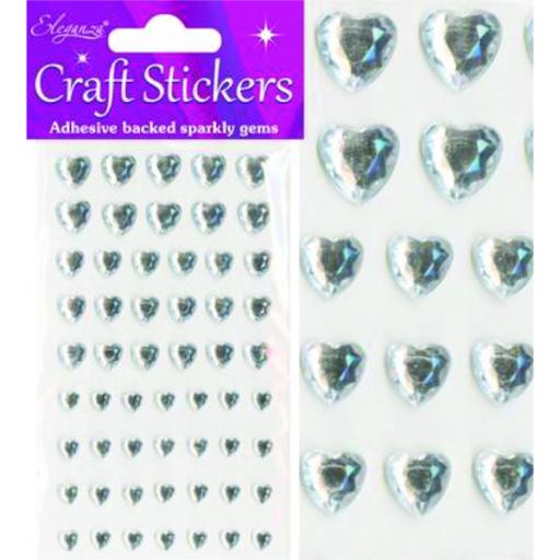 Stickers Mixed Diamante hearts 6mm-10mm Clear/Silver