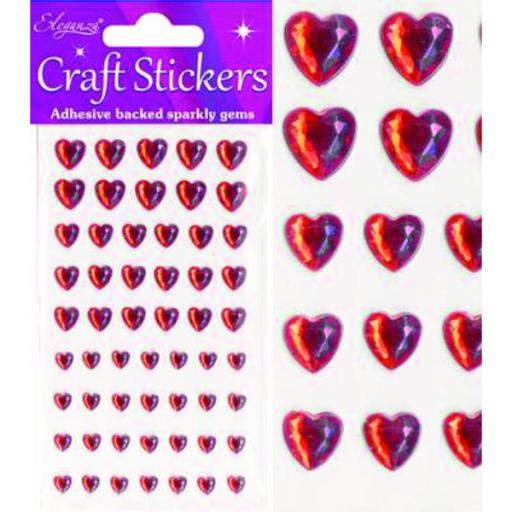 Stickers Mixed Diamante hearts 6mm-10mm