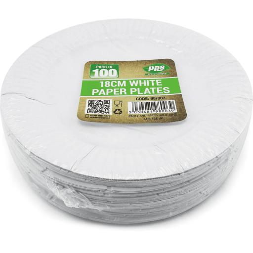 100 White Paper plates 7 inch/18cm