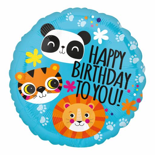 Lion, Tiger & Panda Birthday Standard HX Foil Balloons