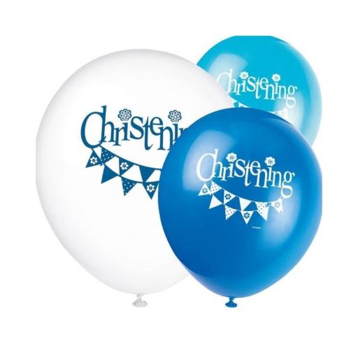 Blue Christening Balloons 8pk