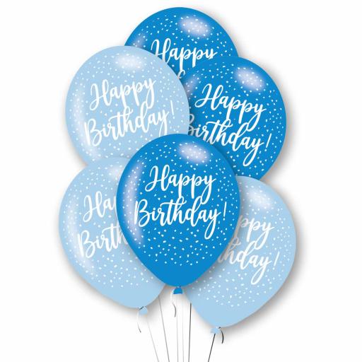 Happy Birthday Blue Mix Latex Balloons 11"
