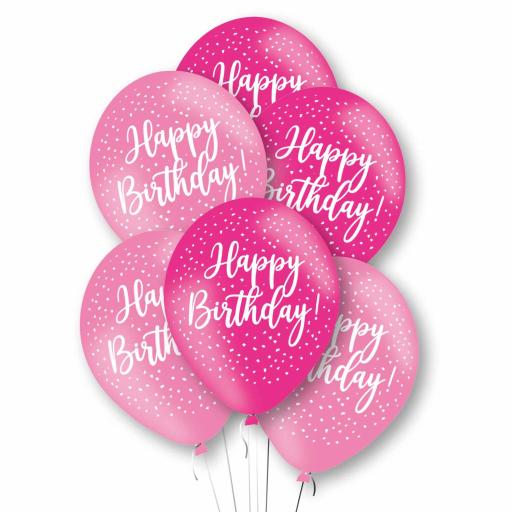 Happy Birthday Pink Mix Latex Balloons 11"/27.5cm