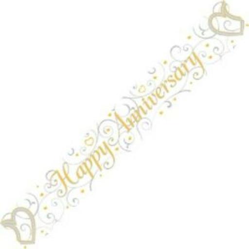 Happy Wedding Anniversary Foil Banner (2.7m) Long