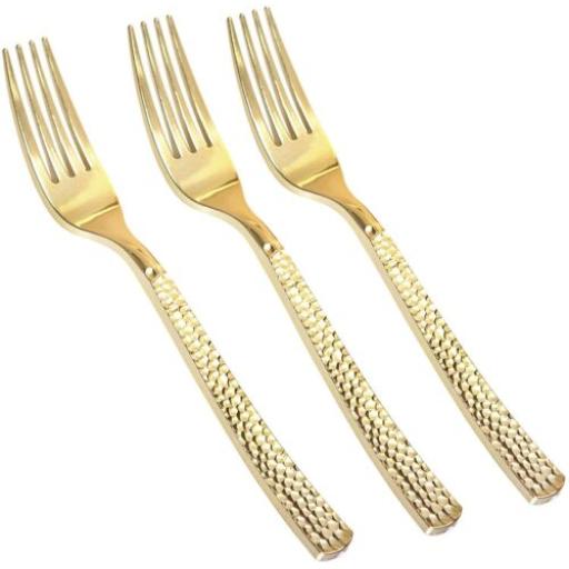Gold Plastic Glamour Forks 20pk